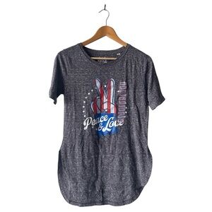 Royce Brand Patriotic Peace & Love Heather Gray T-Shirt NWT Small